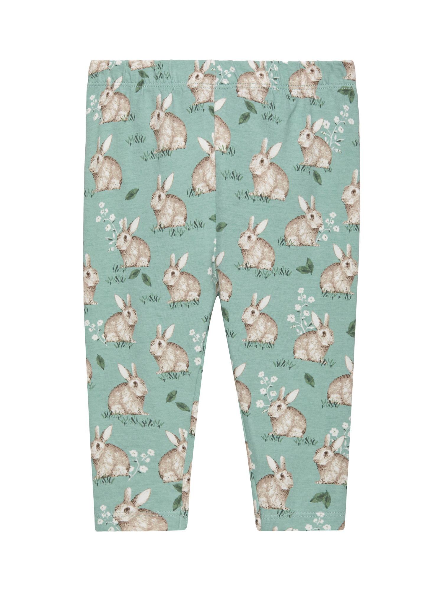 Product image 1 of 3, which shows Trotters Baby Bunny Jersey Leggings, Pale Green, 3-6 months