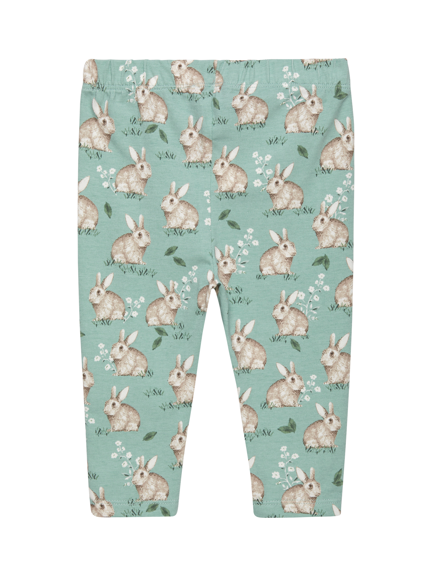 Product image 2 of 3, which shows Trotters Baby Bunny Jersey Leggings, Pale Green, 3-6 months