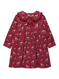 Trotters Kids' Deer Jersey Dress, Berry/Multi, Berry/Multi