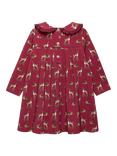 Trotters Kids' Deer Jersey Dress, Berry/Multi, Berry/Multi