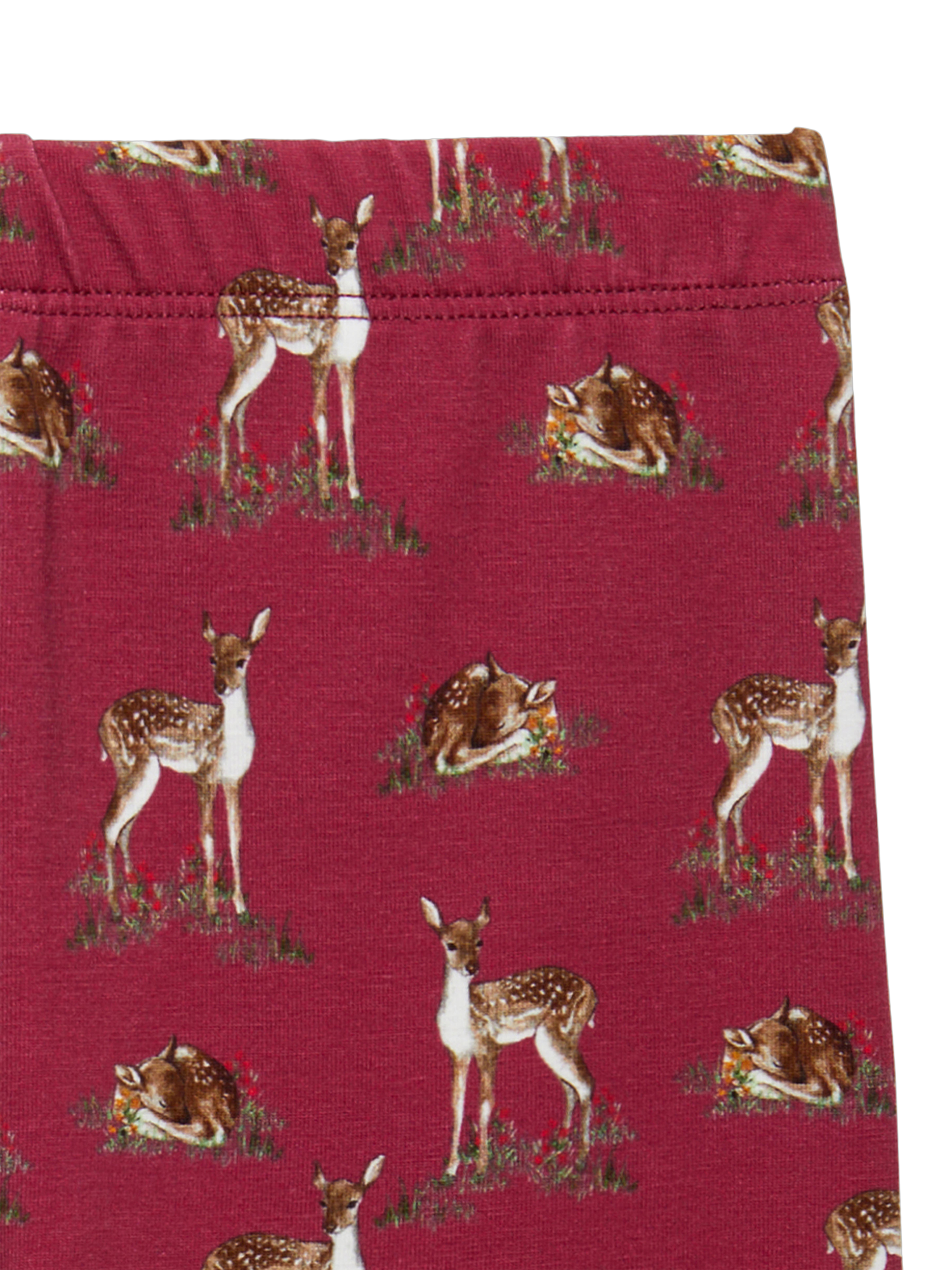 Product image 3 of 3, which shows Trotters Kids' Deer Print Leggings, Berry/Multi, 2-3 years
