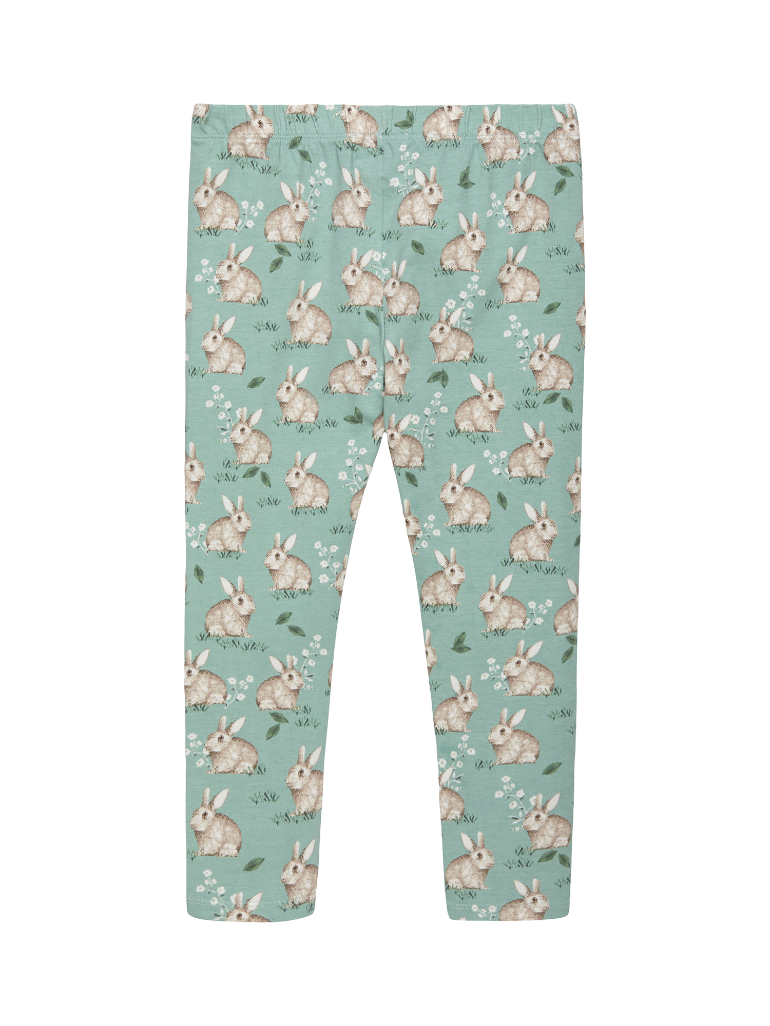 Product image 2 of 3, which shows Trotters Kids' Bunny Leggings, Pale Green, 2-3 years