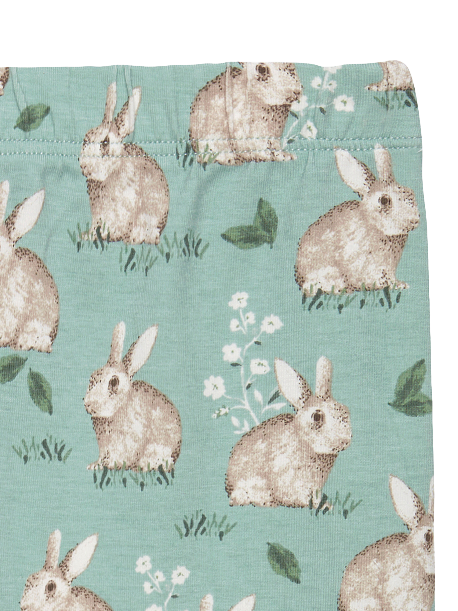 Product image 3 of 3, which shows Trotters Kids' Bunny Leggings, Pale Green, 2-3 years