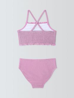John Lewis Kids' Glitter Shirred Bikini, Pink - view 2, Pink