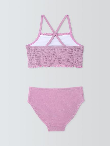 John Lewis Kids' Glitter Shirred Bikini, Pink - view 2, Pink