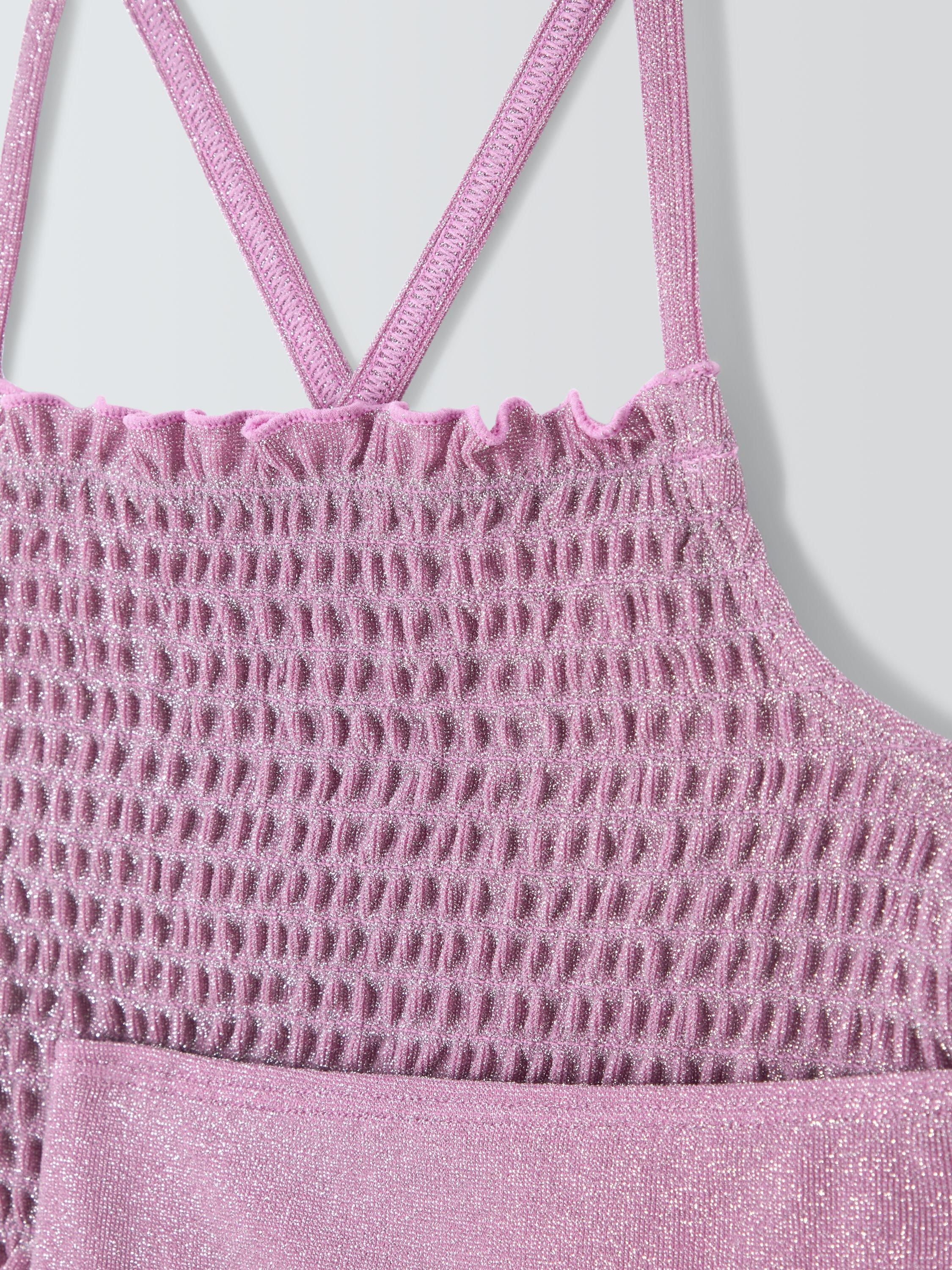 Product image 3 of 3, which shows John Lewis Kids' Glitter Shirred Bikini, Pink, 2 years