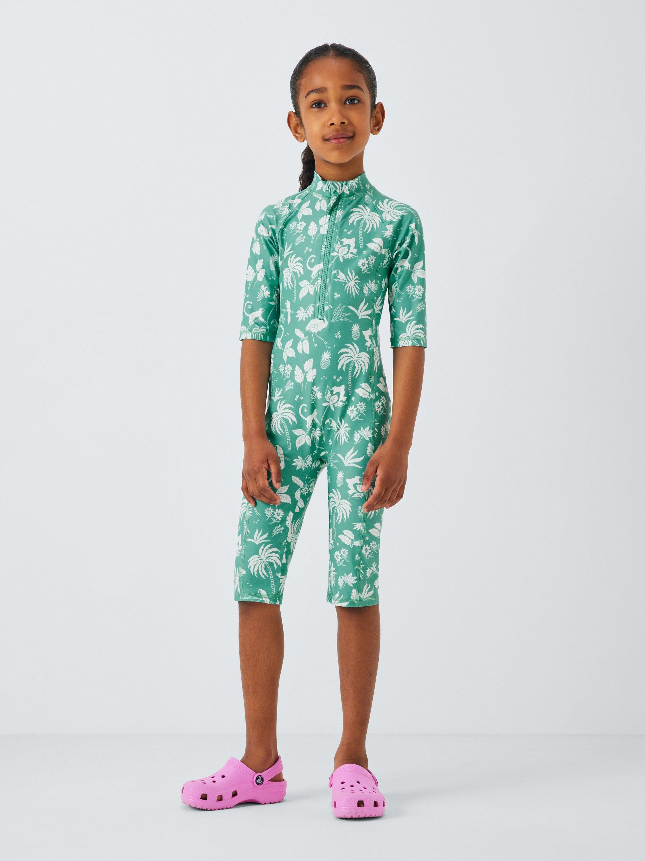 Product image 2 of 7, which shows John Lewis Kids' Into The Wild Sunpro Swimsuit, Green, 2 years