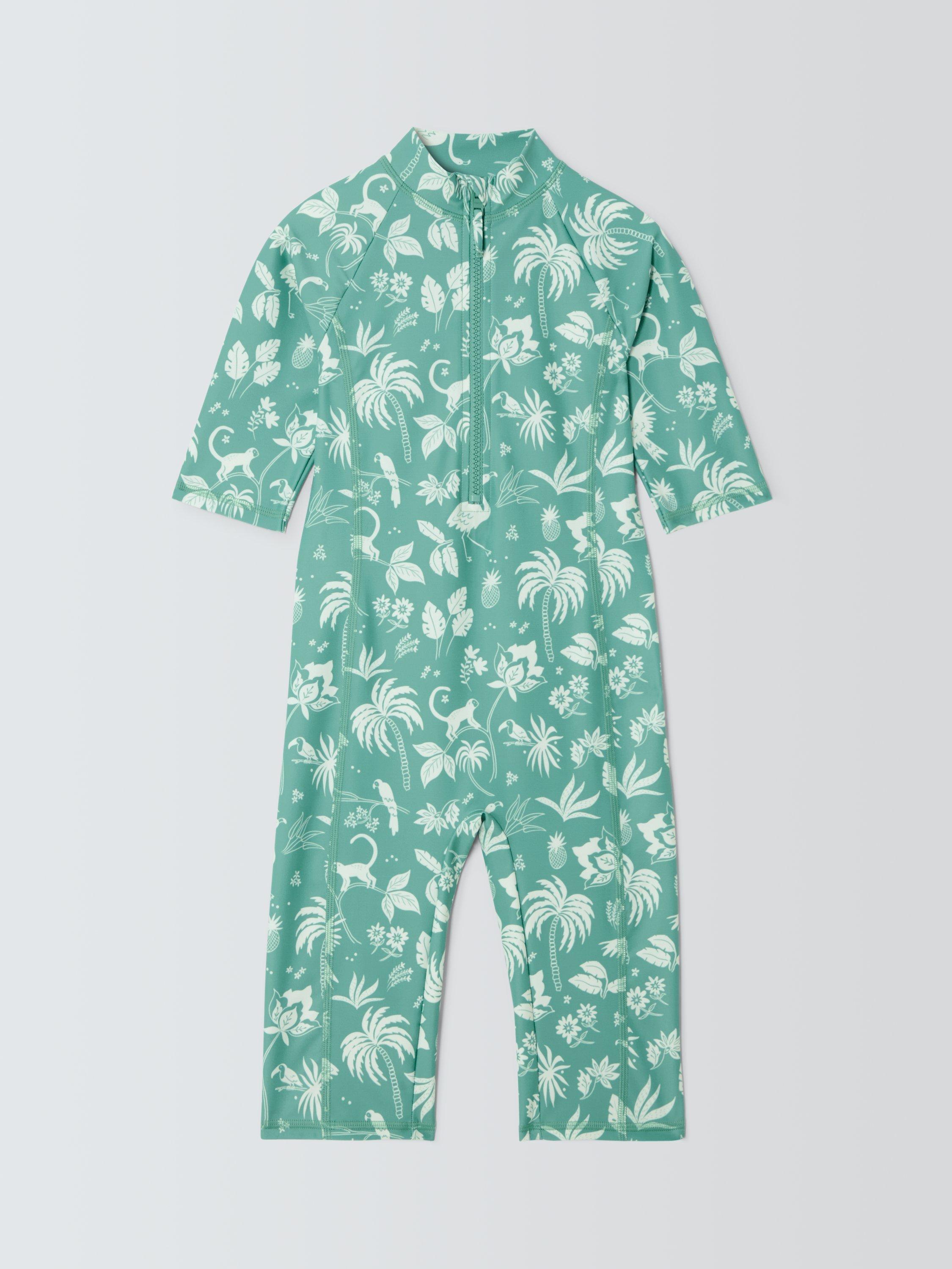 Product image 4 of 7, which shows John Lewis Kids' Into The Wild Sunpro Swimsuit, Green, 2 years