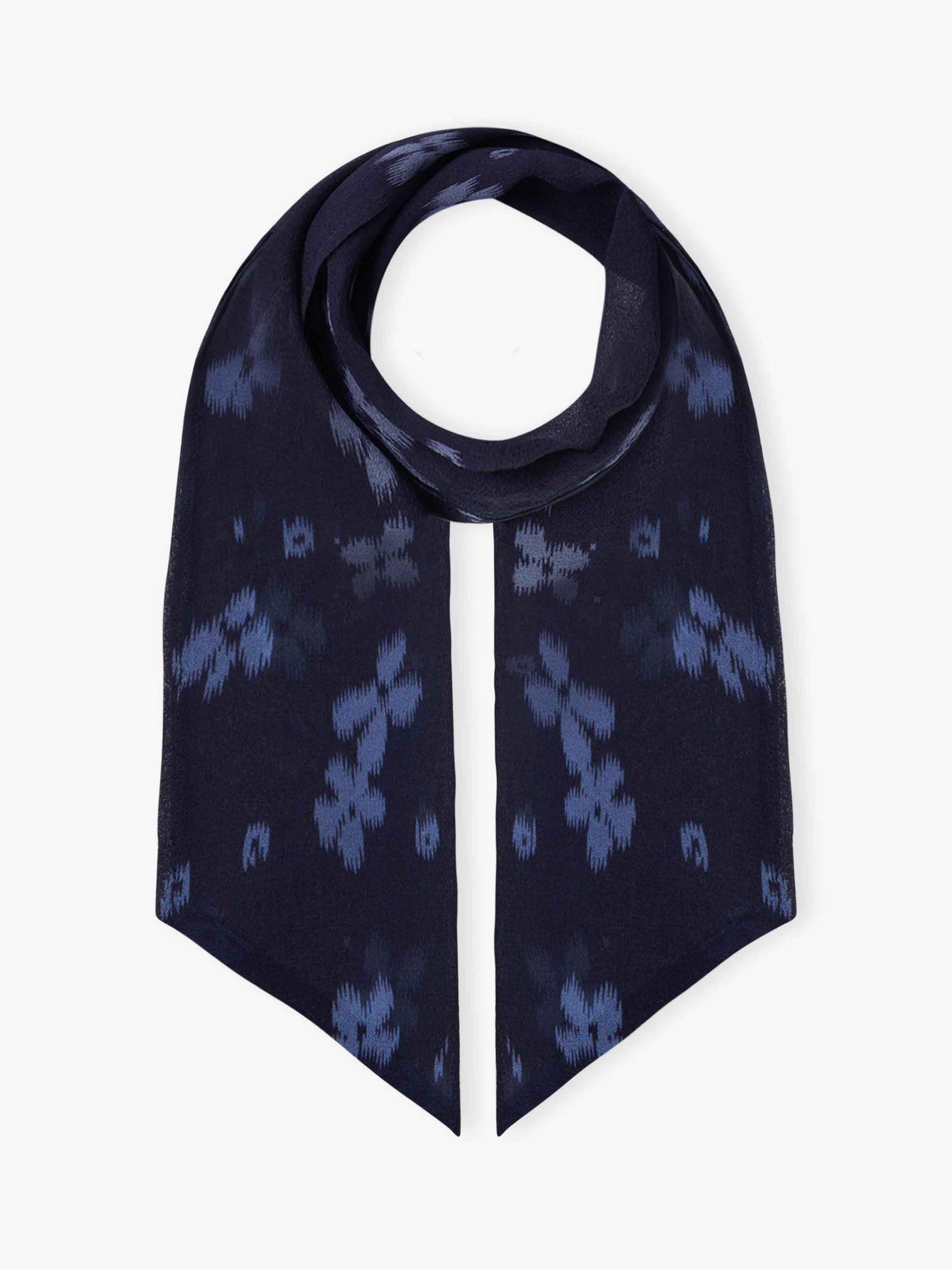 Brora Floral Silk Neck Tie, Midnight/Iris