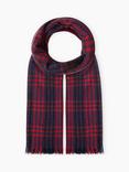 Brora Cashmere Check Chartouche, Ink/Crimson