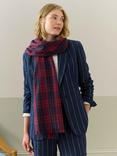 Brora Cashmere Check Chartouche, Ink/Crimson