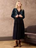 Brora Embroidered Velvet Jacket, Midnight