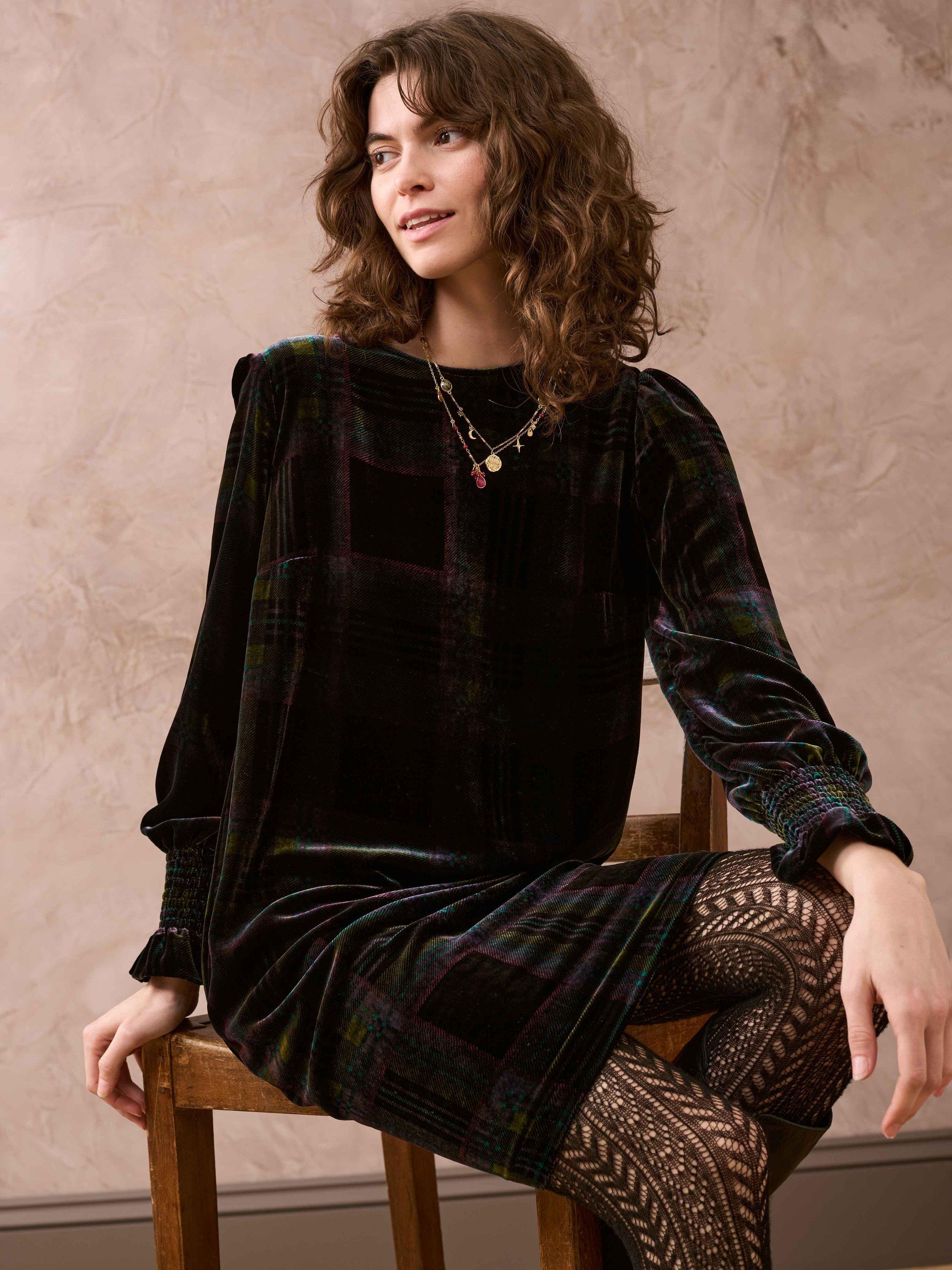 Velvet plaid store dress