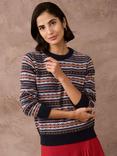 Brora Ditsy Fair Isle Pure Cashmere Jumper, Navy/Multi