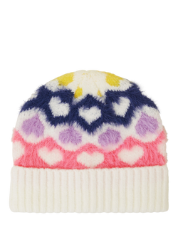 Angels by Accessorize Kids' Heart Beanie Hat, White/Multi, White/Multi
