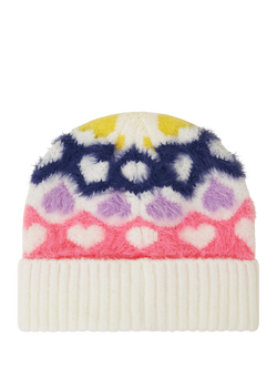 Angels by Accessorize Kids' Heart Beanie Hat, White/Multi - view 2, White/Multi