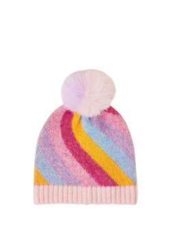 Angels by Accessorize Kids' Stripe Beanie Hat, Pink/Multi