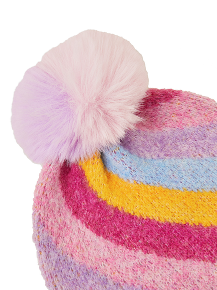 Angels by Accessorize Kids' Stripe Beanie Hat - view 2, Pink/Multi