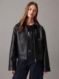 Calvin Klein Faux Leather Zip Jacket, Black