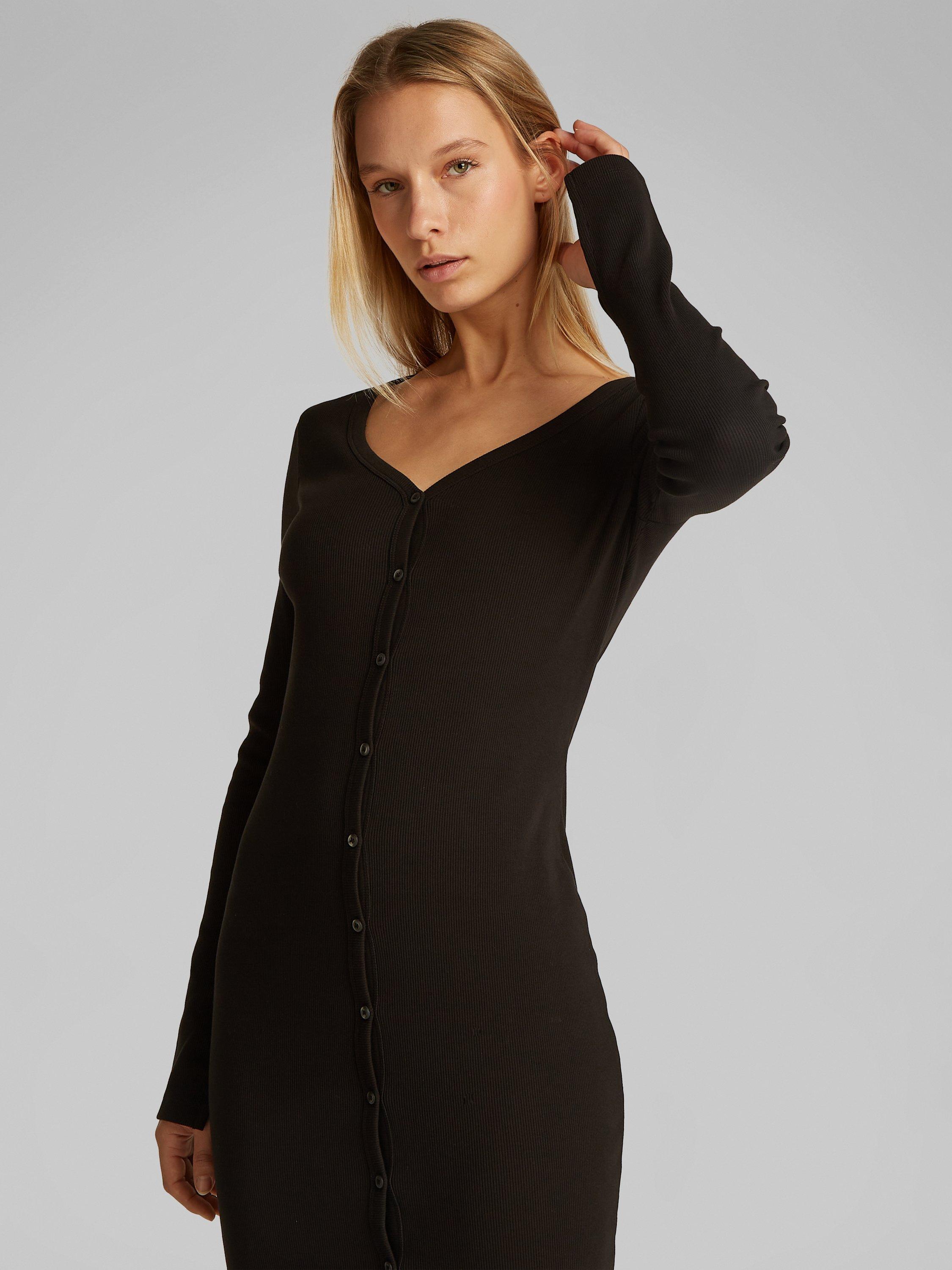 Calvin Klein Ribbed Stretch Midi Dress, Black