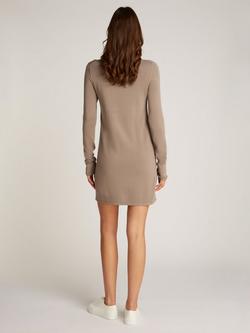 Calvin Klein Slim Jumper Mini Dress, Taupe Grey - view 2, Taupe Grey