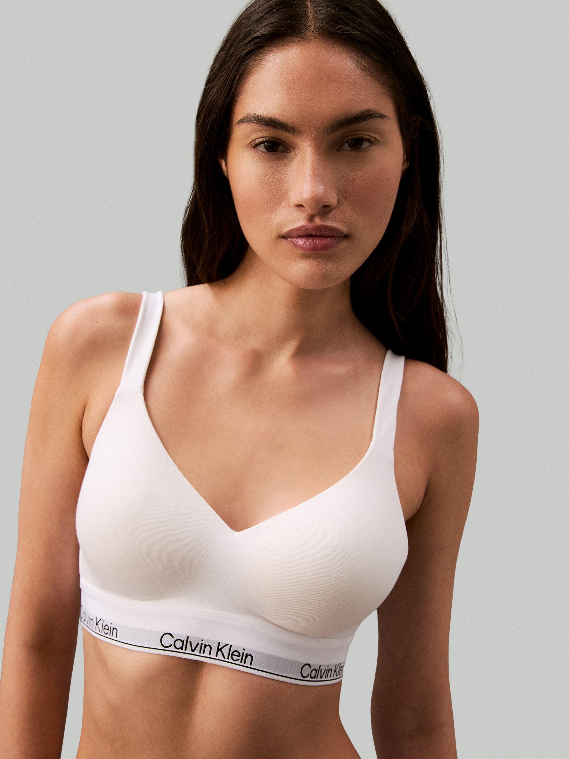 Product image 3 of 3, which shows Calvin Klein Icon Cotton Modal Lift Bralette, White, XS