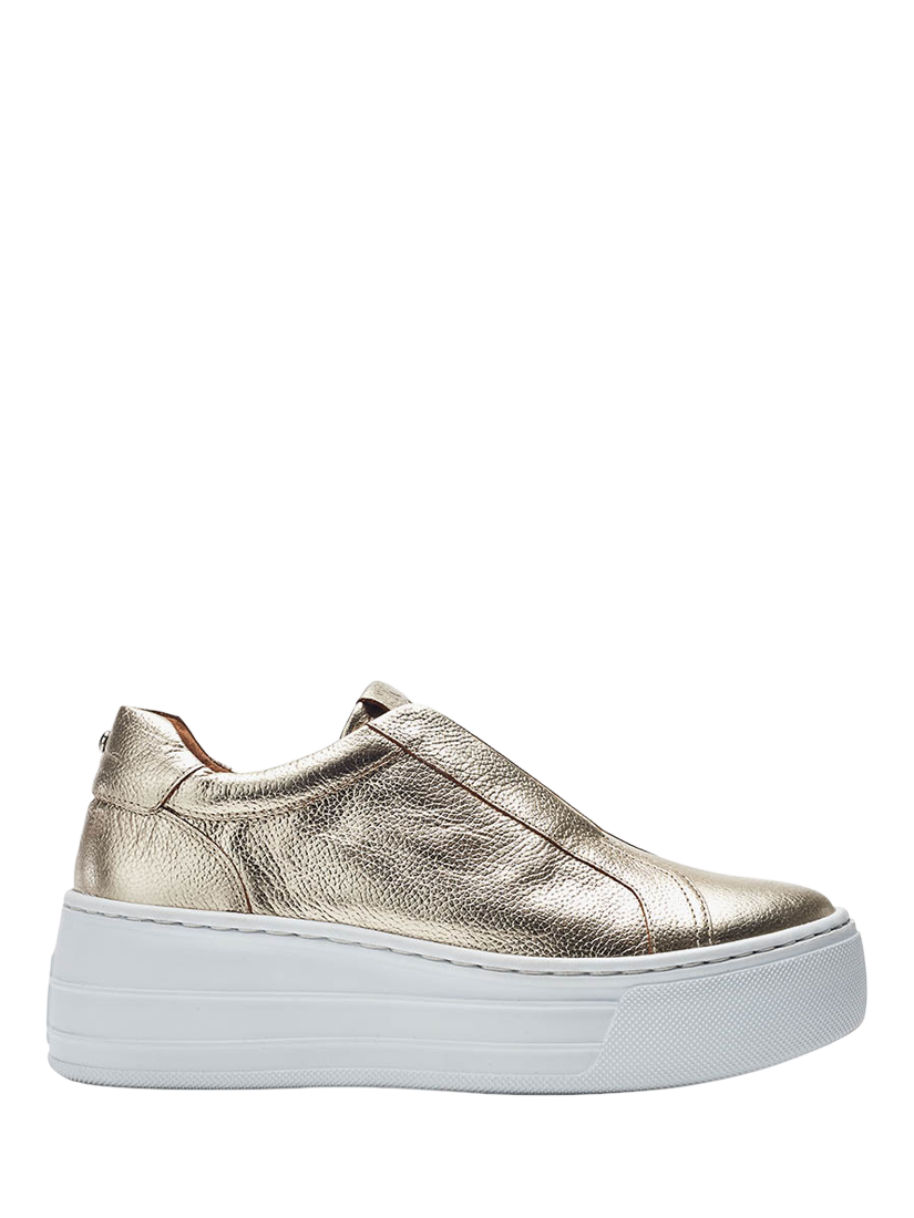 Product image 1 of 5, which shows Moda in Pelle Aubine Metallic Leather Chunky Slip-On Shoes, Champagne Gold, 4