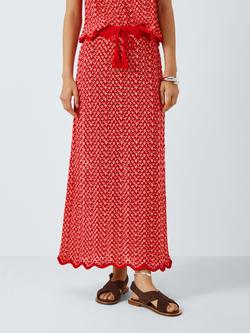 AND/OR Reanna Knitted Maxi Skirt, Red/Coral, Red/Coral