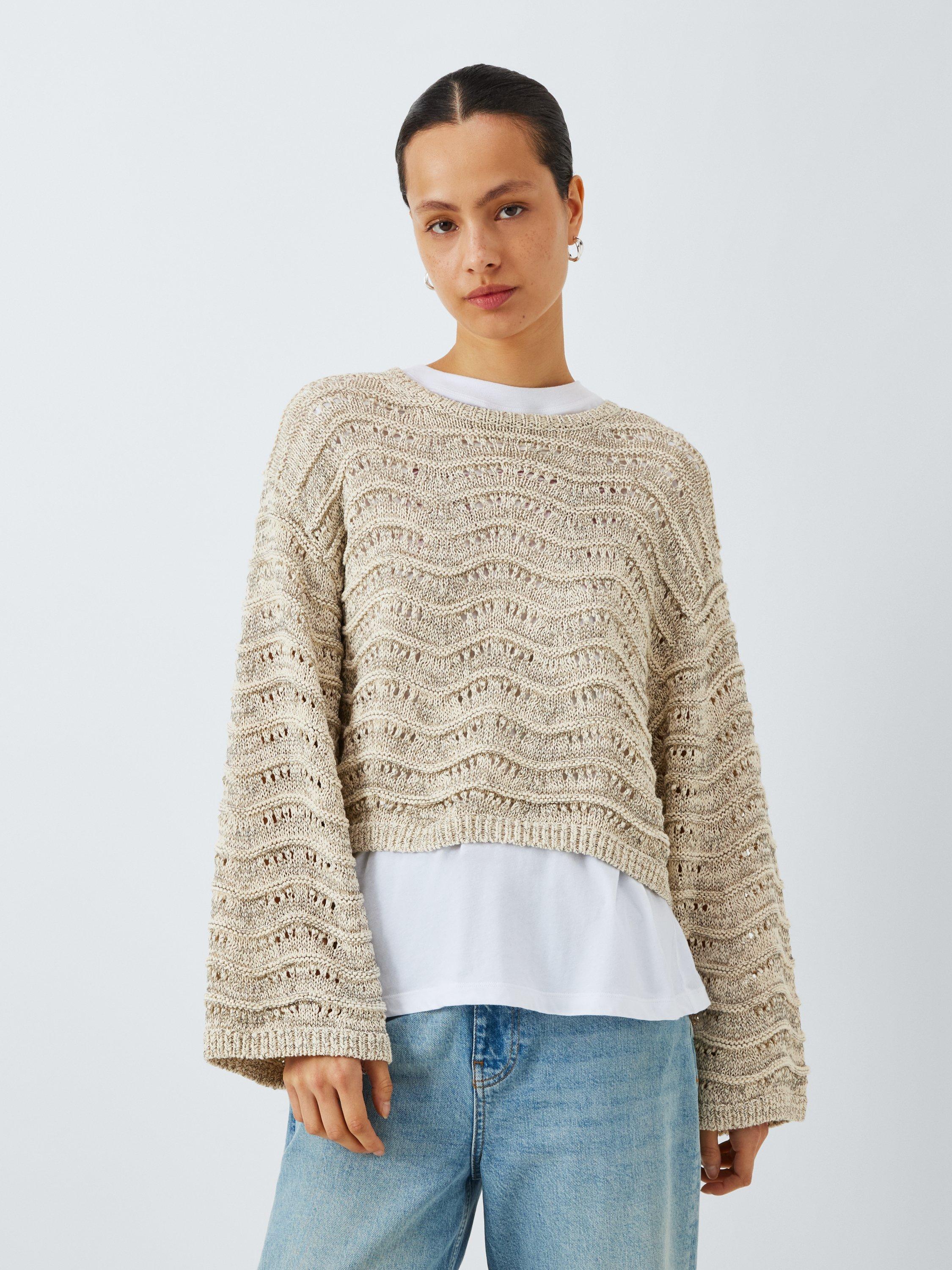Product image 1 of 6, which shows AND/OR Claire Tape Yarn Jumper, Ecru, XS