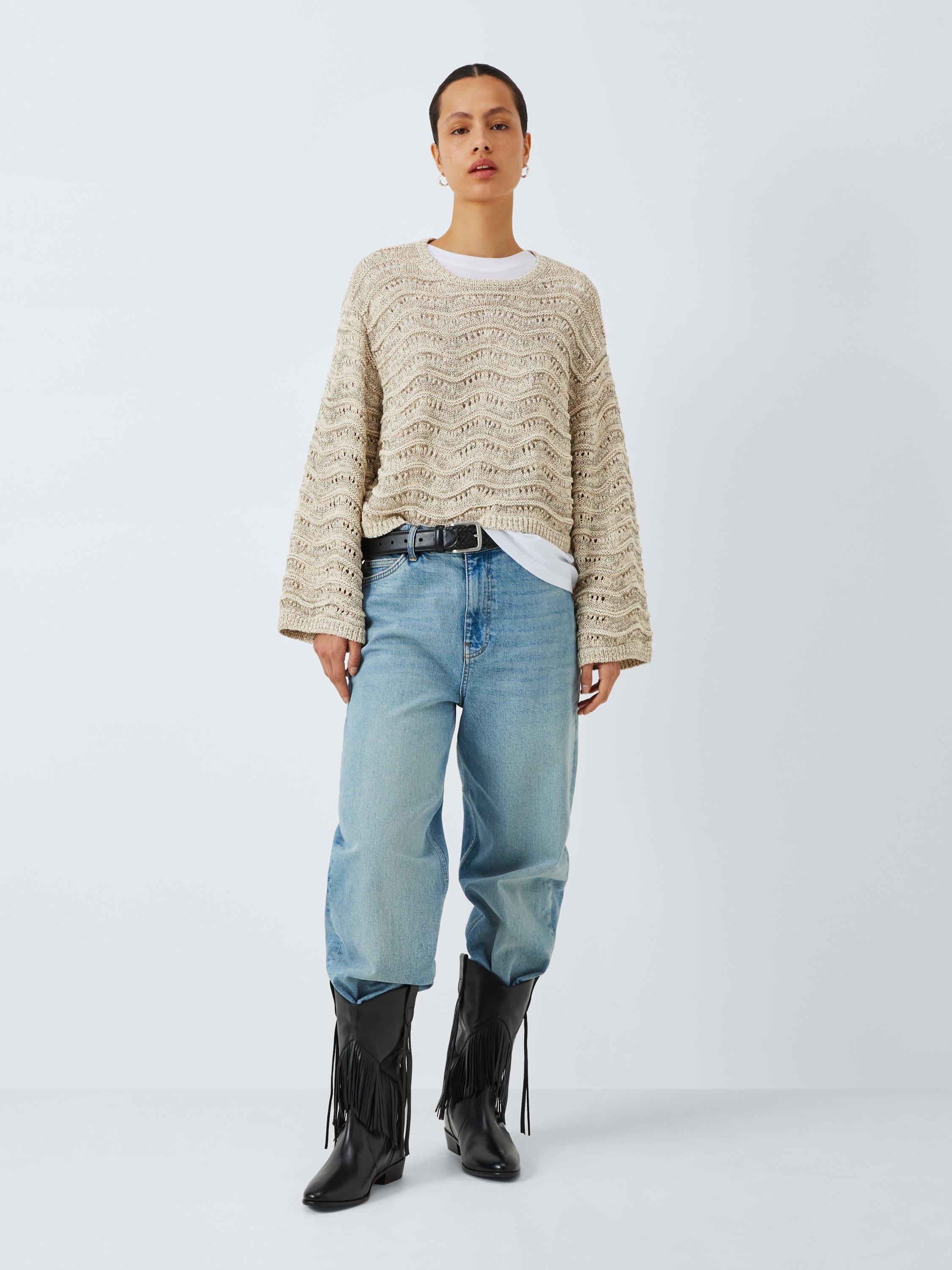 Product image 3 of 6, which shows AND/OR Claire Tape Yarn Jumper, Ecru, XS