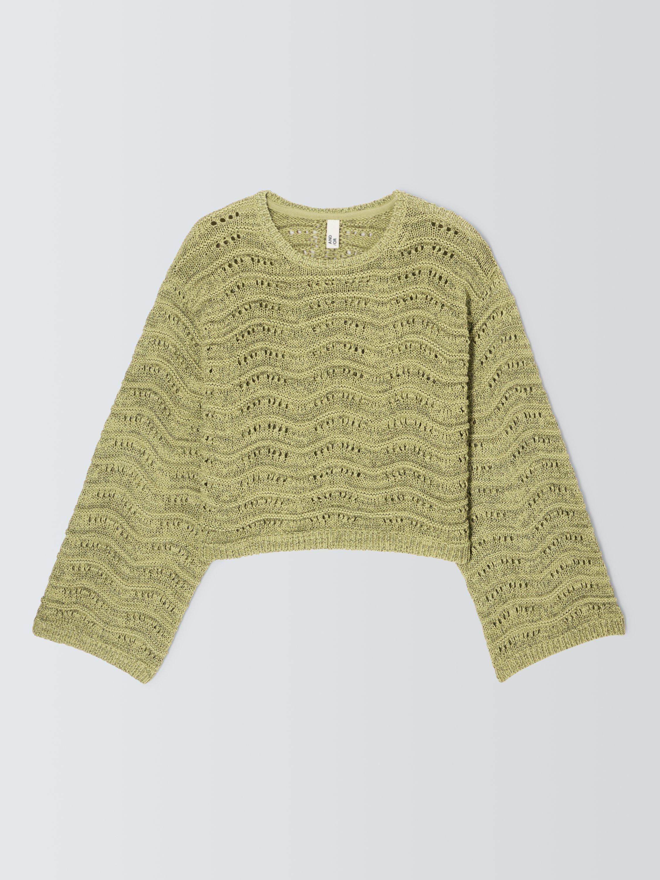 Product image 4 of 6, which shows AND/OR Claire Tape Yarn Jumper, Light Green, XS