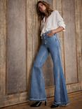 Mint Velvet  High Rise Relaxed Flare Jeans, Blue