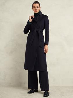 Hobbs Petite Livia Wool Coat, Navy