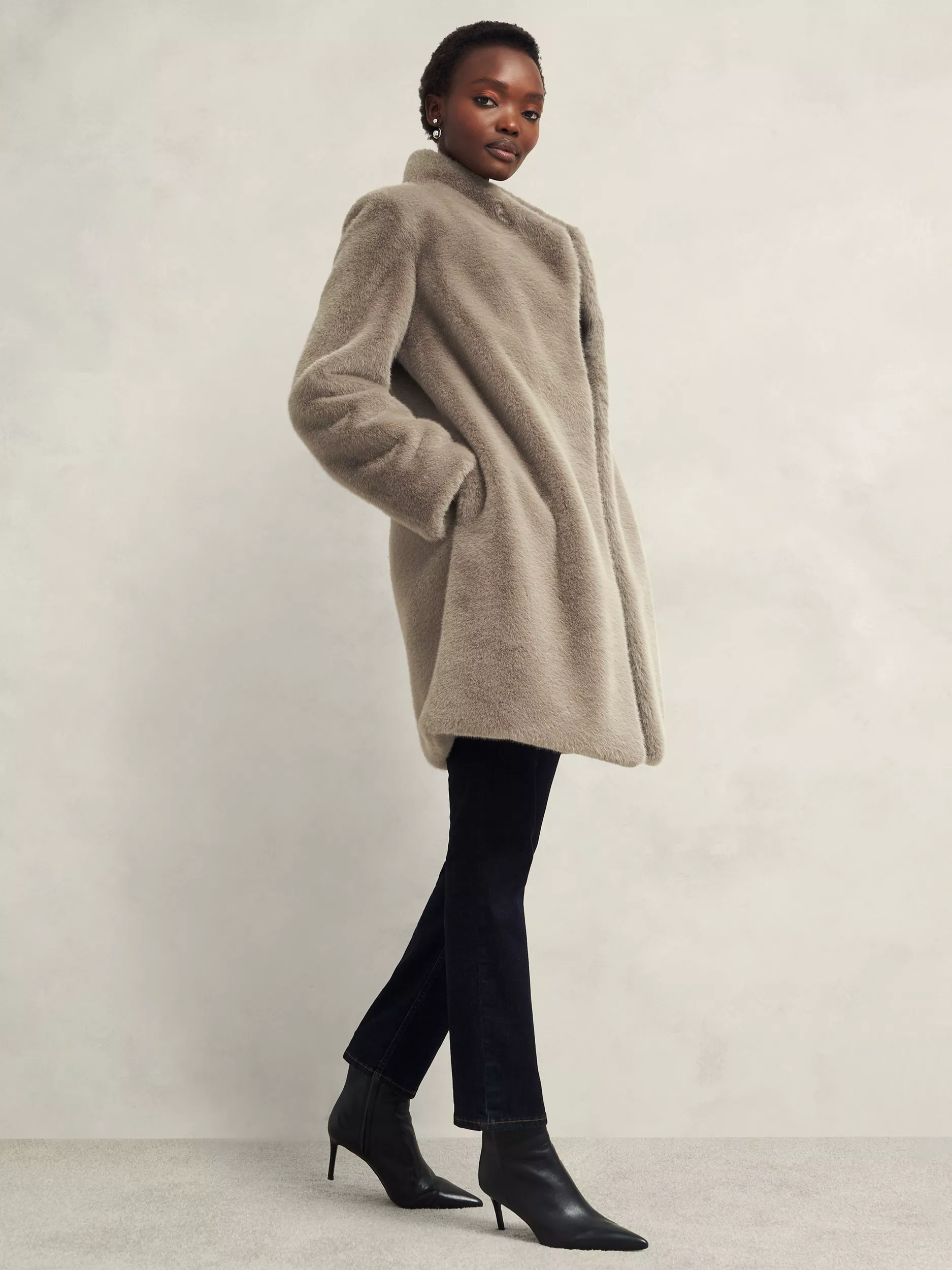 Hobbs navy faux fur coat best sale