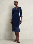 Hobbs Petite Mary Velvet Dress, Riverside Blue