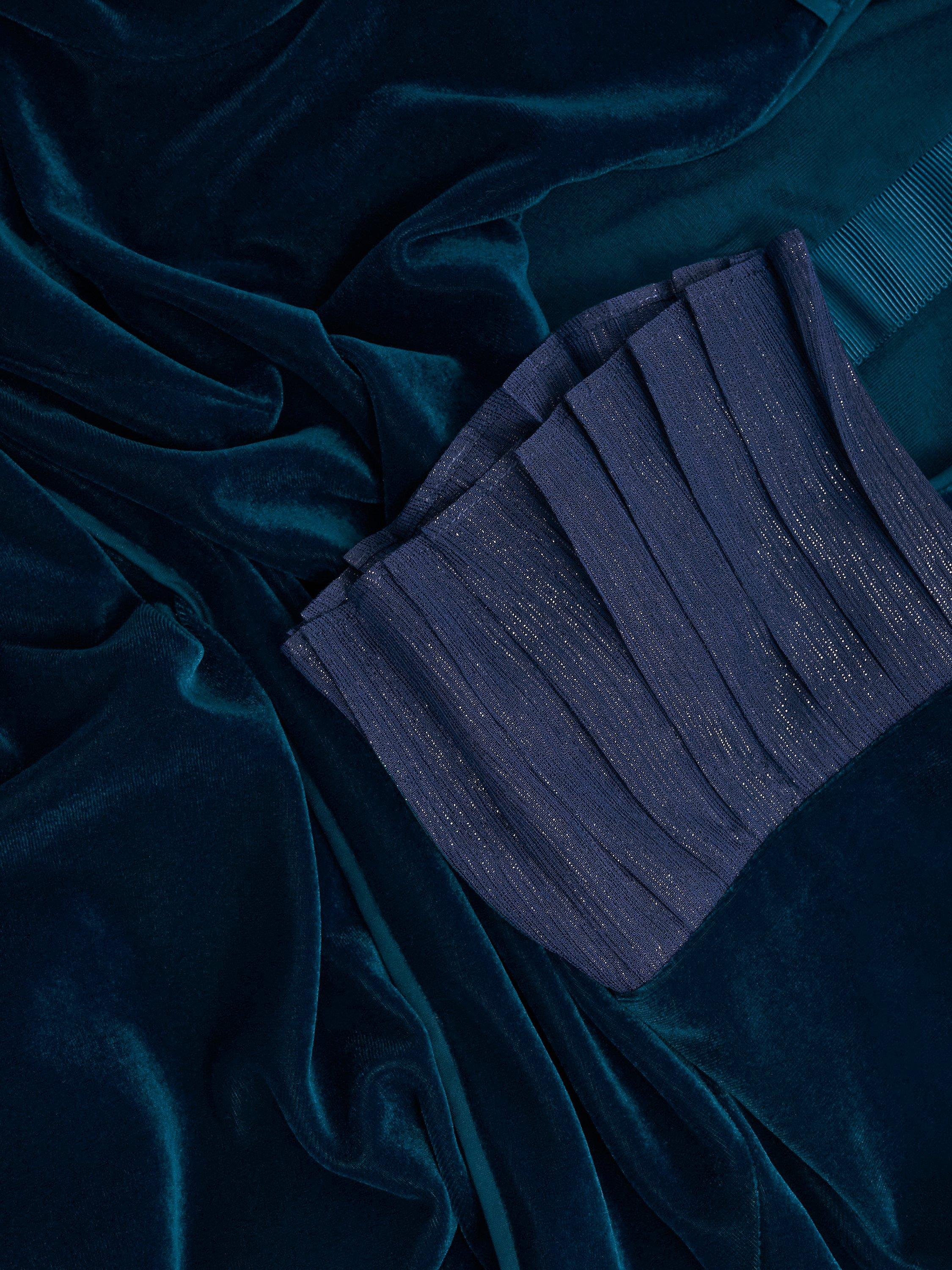 Product image 7 of 7, which shows Hobbs Petite Mary Velvet Dress, Riverside Blue, 16