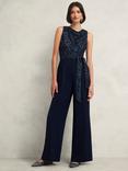 Hobbs Petite Zuri Sequin Jumpsuit, Midnight Navy