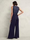 Hobbs Petite Zuri Sequin Jumpsuit, Midnight Navy