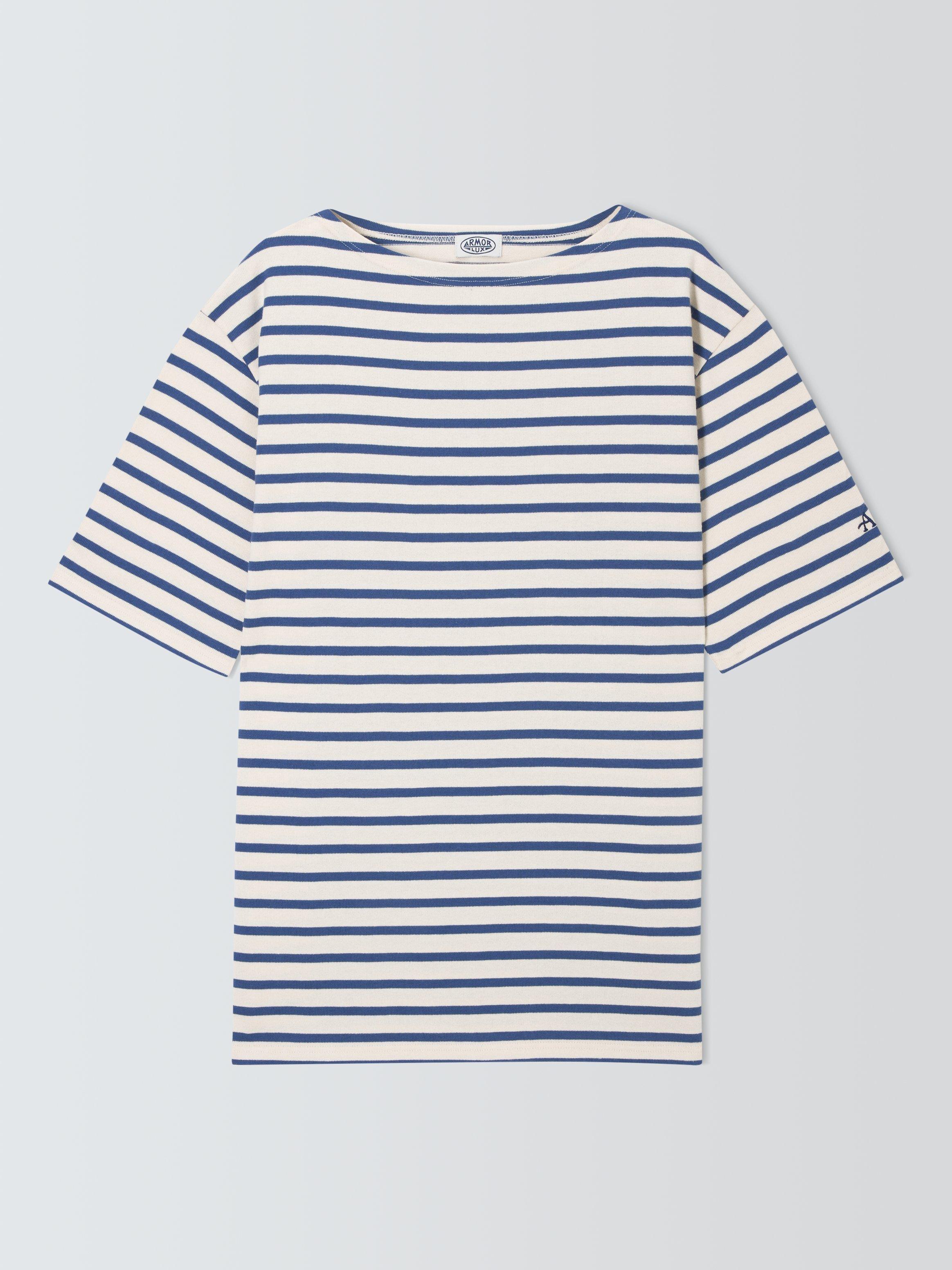 Product image 5 of 6, which shows Armor Lux Cotton Regular Fit Long Sleeve Stripe T-Shirt, Nature/Obscure, XS