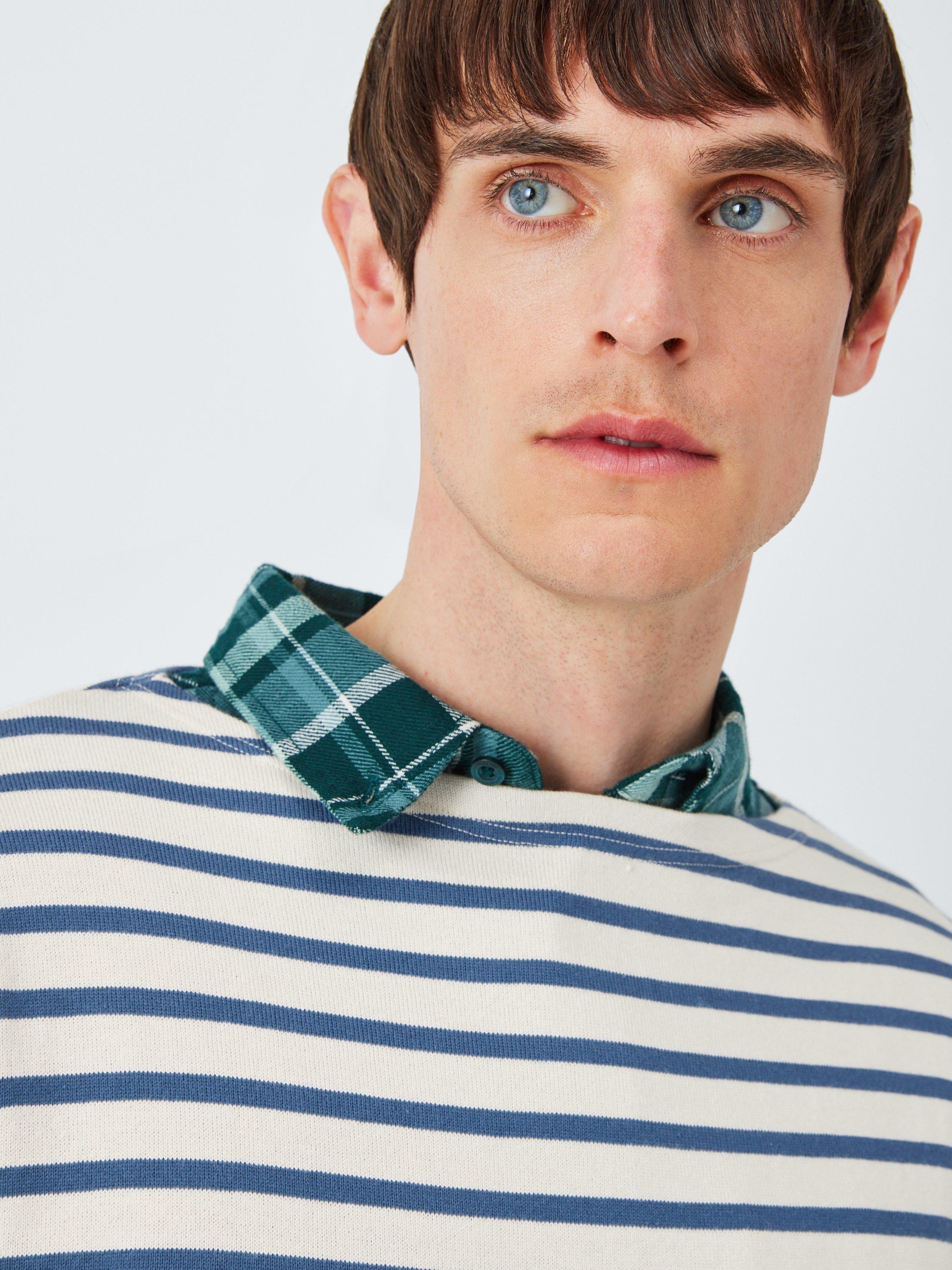 Product image 4 of 6, which shows Armor Lux Cotton Regular Fit Long Sleeve Stripe T-Shirt, Nature/Obscure, XS
