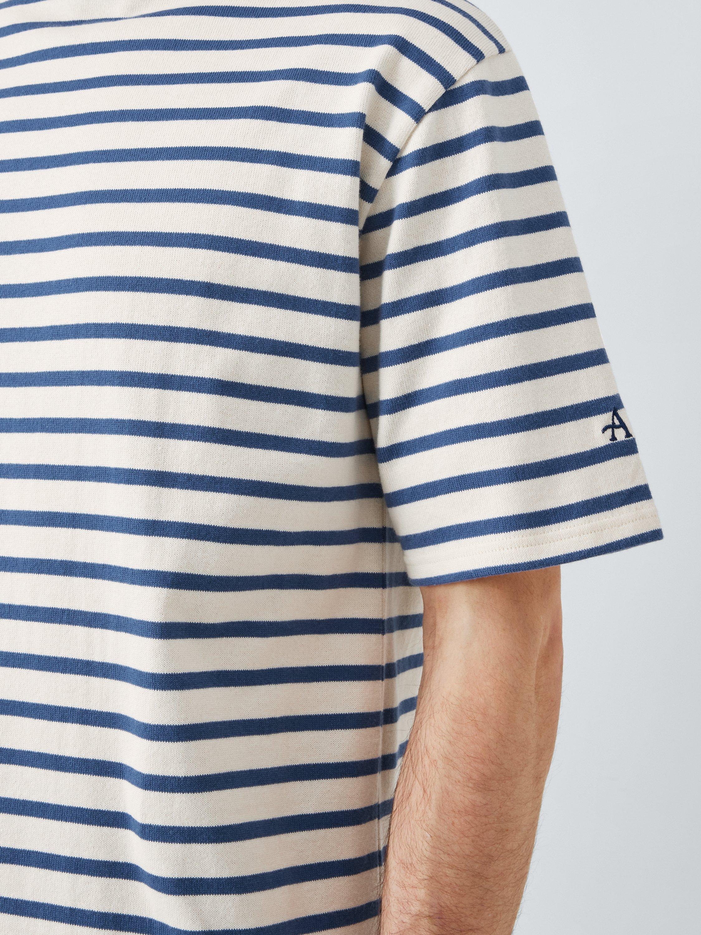 Product image 6 of 6, which shows Armor Lux Cotton Regular Fit Long Sleeve Stripe T-Shirt, Nature/Obscure, XS