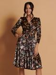 Jolie Moi Floral Velvet Dress, Black/Multi