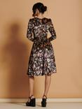 Jolie Moi Floral Velvet Dress, Black/Multi