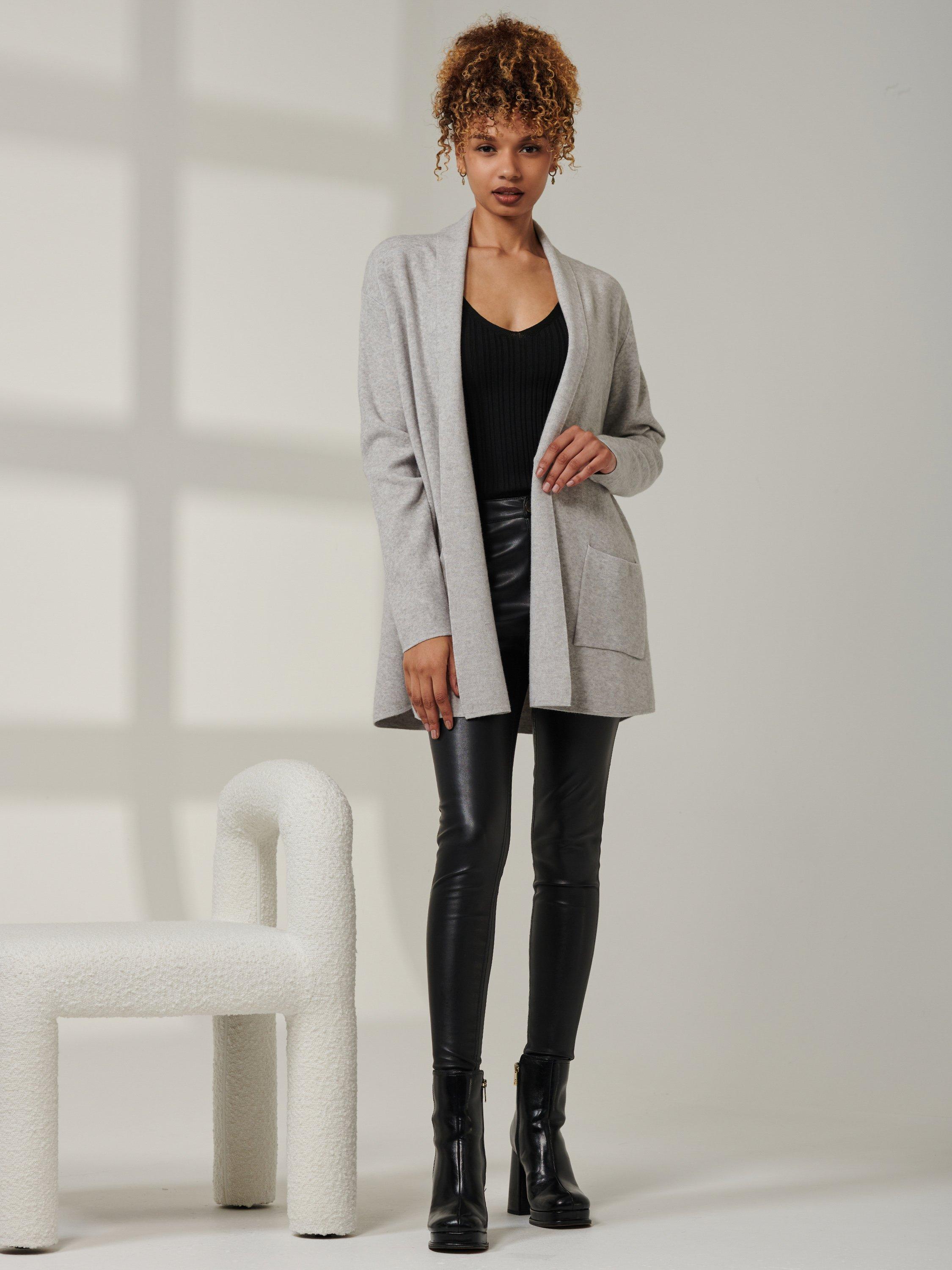 Jolie Moi Fine Knit Cardigan, Dove Heather