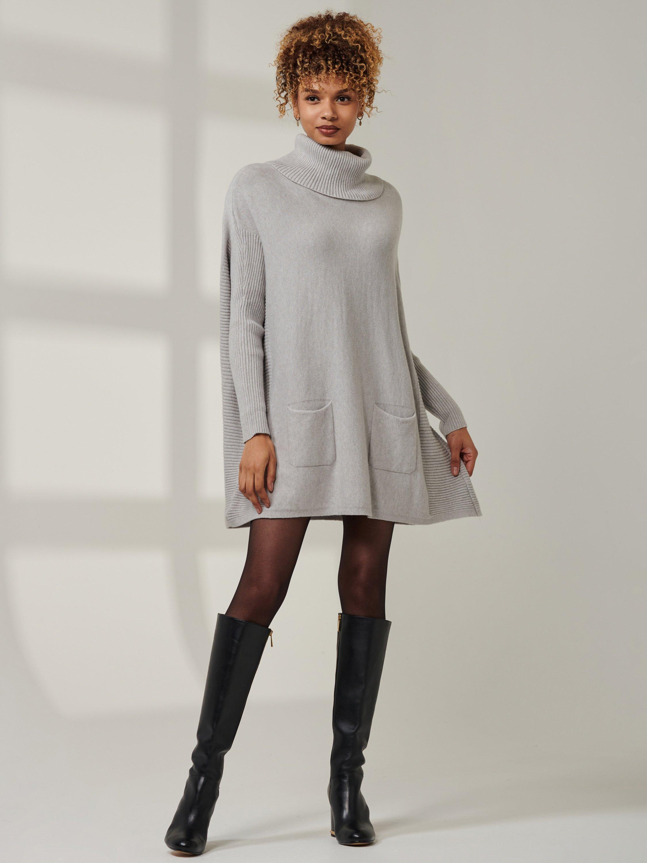 Jolie Moi Roll Neck Knit Jumper, Grey Heather