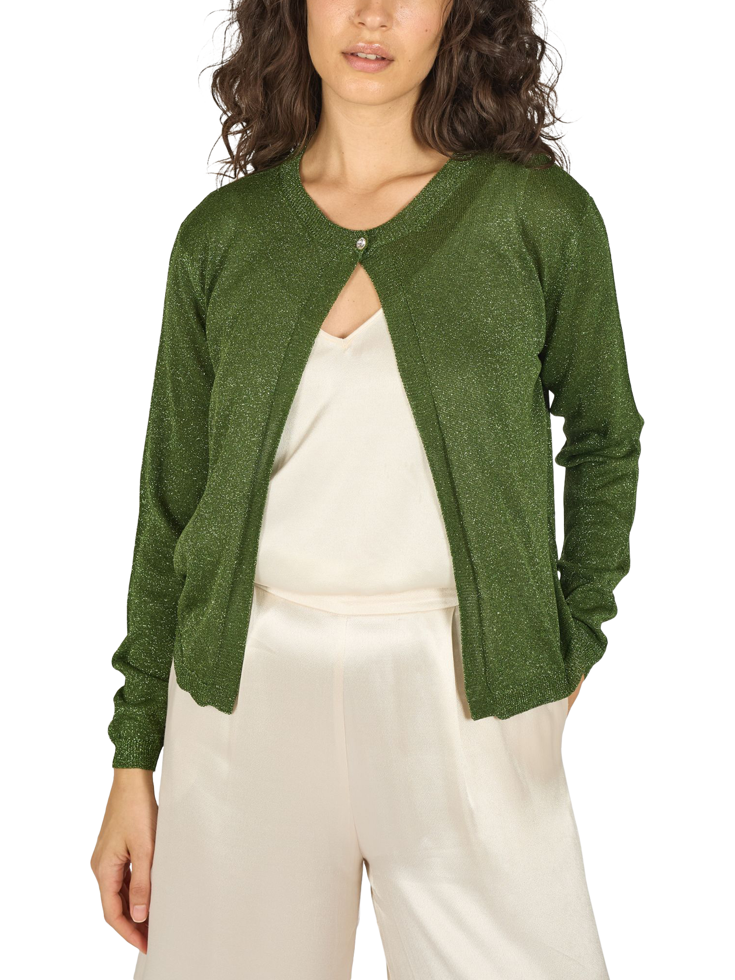 Traffic People Ava Sparkle Cardigan, Green