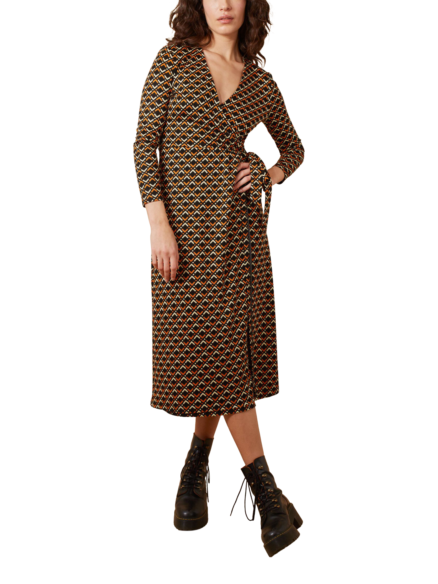 Traffic People Livie Clockwork Orange Wrap Dress, Orange