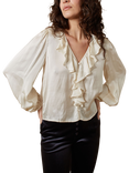 Traffic People Thrill Me Frill Collar Silk Blend Top, Cream