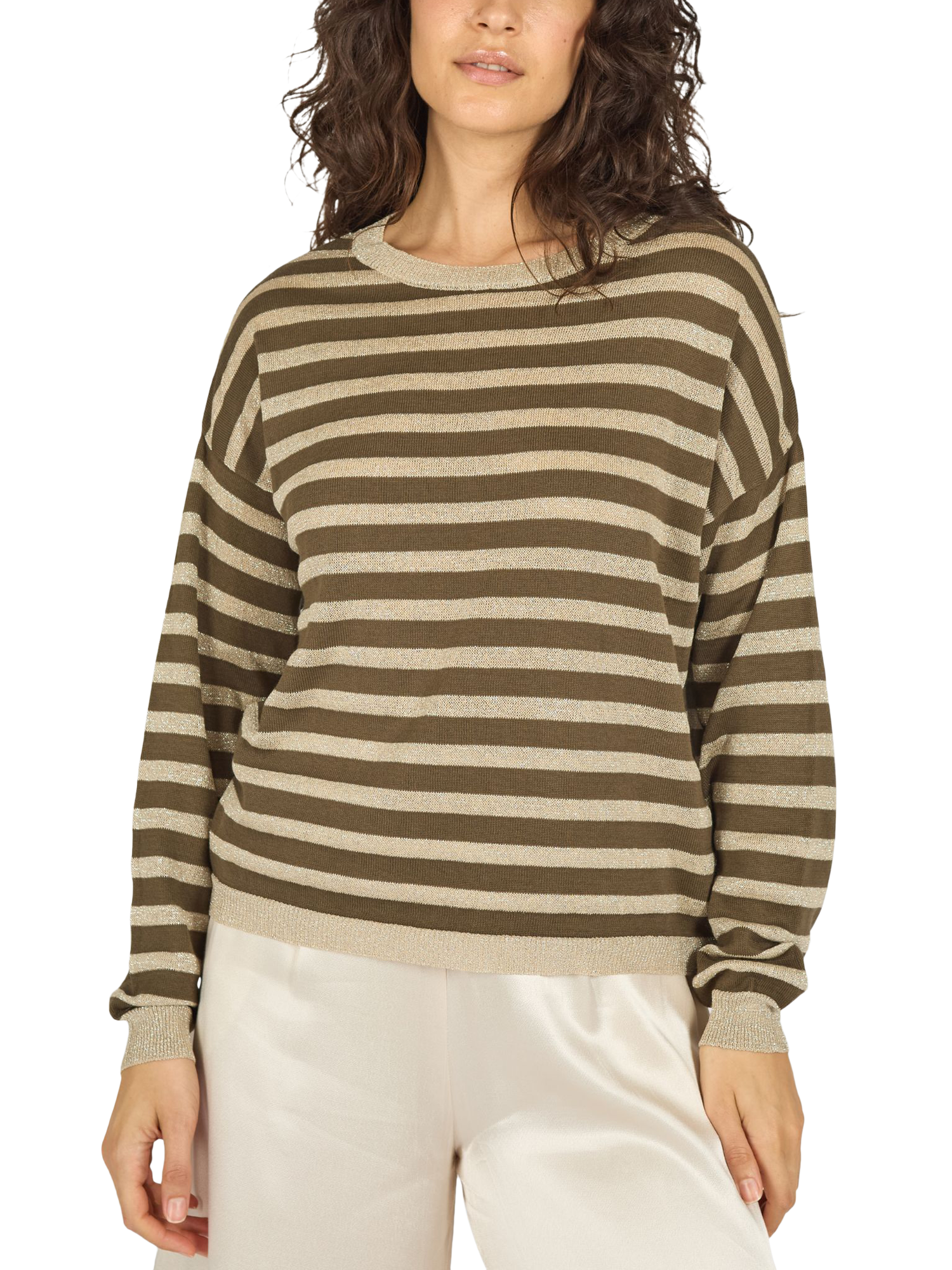 Traffic People Ava Stripe Jumper, Green