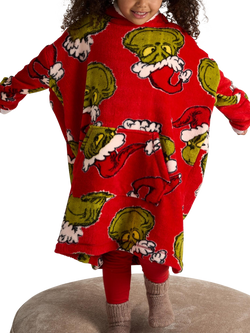 Brand Thread Kids' Grinch Hooded Blanket, Red/Green, Red/Green